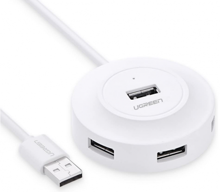 USB Hub - HUB extern Ugreen, "CR106" porturi USB: USB 2.0 x 4, conectare prin USB 2.0, LED, lungime 1m, alb, "20270" (include TV 0.8lei) - 6957303822706