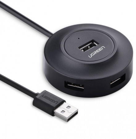 USB Hub - HUB extern Ugreen, \\"CR106\\" porturi USB: USB 2.0 x 4, conectare prin USB 2.0, lungime 1 m, negru, \\"20277\\" (include TV 0.8lei) - 6957303822775