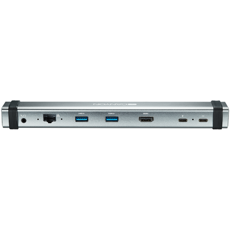 CANYON DS-6 Multiport Docking Station with 7 ports: 2*Type C+1*HDMI+2*USB3.0+1*RJ45+1*audio 3.5mm, Input 100-240V, Output USB-C PD 5-20V/3A&USB-A 5V/1A, with type c to type c cabel 0.3m, Space gray, 2 [0]
