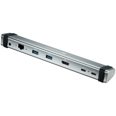 CANYON DS-6 Multiport Docking Station with 7 ports: 2*Type C+1*HDMI+2*USB3.0+1*RJ45+1*audio 3.5mm, Input 100-240V, Output USB-C PD 5-20V/3A&USB-A 5V/1A, with type c to type c cabel 0.3m, Space gray, 2 [1]