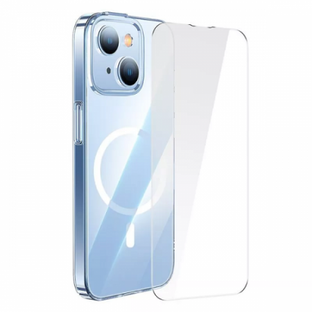 Folii - HUSA SMARTPHONE Baseus Crystal Series Magnetic Case, pentru Iphone 14 Plus, contine 1 x folie sticla display, material silicon, transparent "ARJC010002" - 6932172615048