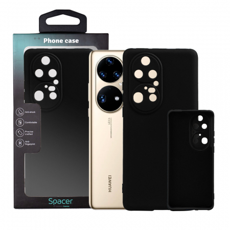 Laptop, Tablete & Telefoane - HUSA SMARTPHONE Spacer pentru Huawei P 50 Pro, grosime 2mm, material flexibil silicon + interior cu microfibra, negru "SPPC-HU-P-50P-SLK"