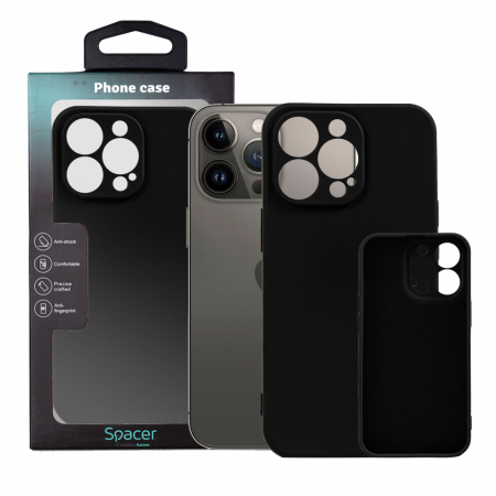 Laptop, Tablete & Telefoane - HUSA SMARTPHONE Spacer pentru Iphone 13 Pro, grosime 2mm, material flexibil silicon + interior cu microfibra, negru "SPPC-AP-IP13P-SLK"
