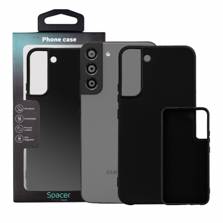 Laptop, Tablete & Telefoane - HUSA SMARTPHONE Spacer pentru Samsung Galaxy S22 Plus, grosime 2mm, material flexibil silicon + interior cu microfibra, negru "SPPC-SM-GX-S22P-SLK"