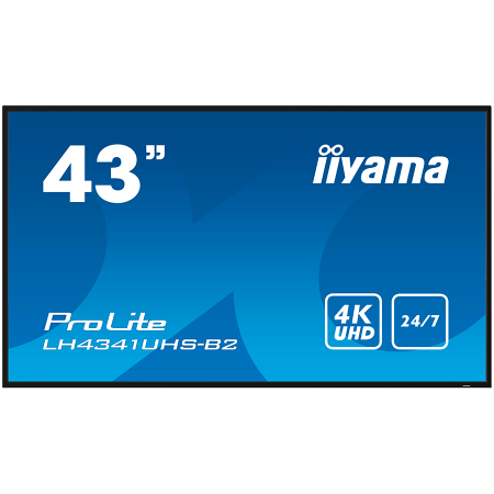 Monitoare\ Televizoare - IIYAMA LFD LH4341UHS-B2 43" Professional Digital Signage display with 4K UHD resolution and 24/7 3840x2160 16:9 500cd 1200:1 8ms landscape, portrait