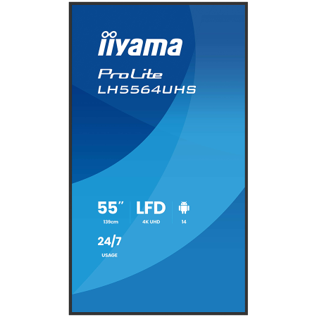 IIYAMA LFD LH5564UHS-B1AG 4K VA 55" 500cd 5000:1 6.5ms Android 14 OS, iiSignage, iiControl, iiShare, EShare, FailOver, TeamViewer, PDF & Media Player, iiBrowser, File manager [1]