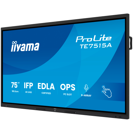 IIYAMA LFD TE7515A-B2AG Interactive Screen 75" IPS 4K 16:9 550cd 1200:1 8ms DeepContrast Touch 40pt iiWare 21E Android 14 OS [2]