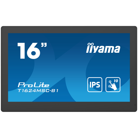 Monitoare - IIYAMA Monitor LED T1624MSC-B1 15.6” Full HD PCAP 10pt touchscreen monitor with IPS panel technology, integrated media player and a hinged stand on the back