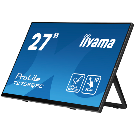 IIYAMA Monitor LED T2755QSC-B1 27” Optical Bonded PCAP 10pt IPS Edge to edge glass 2560 x 1440 @75Hz 400 cd/m² HDMI DP USB Hub Tilt angle 15° up; 70° down [3]