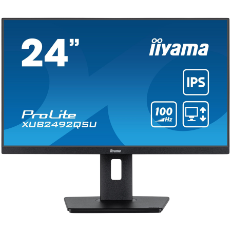 Monitoare - IIYAMA Monitor LED XUB2492QSU-B1 23.8" IPS 2560 x 1440 @100Hz 300 cd/m² 1000:1 0.5ms HDMI DP USB-Hub height, swivel, tilt, pivot (rotation both sides) 3y
