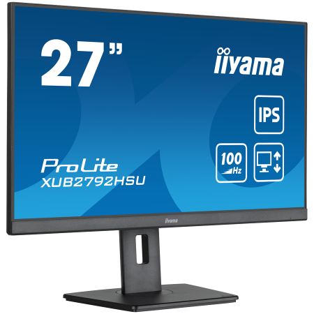 IIYAMA Monitor LED XUB2792HSU-B6 27" IPS Slim-line 1920 x 1080 @100Hz 250 cd/m² 1300:1 0.4ms HDMI DP 4x USB 3.2 HDCP height, swivel, tilt, pivot (rotation both sides) 3y [1]