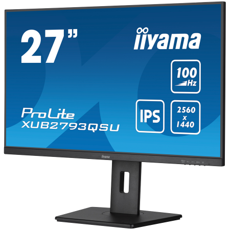 IIYAMA Monitor LED XUB2793QSU-B7 27" IPS 2560 x 1440 @100Hz 300 cd/m² 1300:1 1ms HDMI DP USB Hub 3.2 height, swivel, tilt, pivot (rotation both sides) [2]