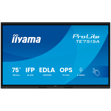 Monitoare\ Televizoare - Iiyama ProLite TE7515A-B1AG - 75" Diagonal Class (74.5" viewable) LED-backlit display interactive digital signage with touchscreen (multi touch) / 8-microphone array / optional slot-in PC capability 4