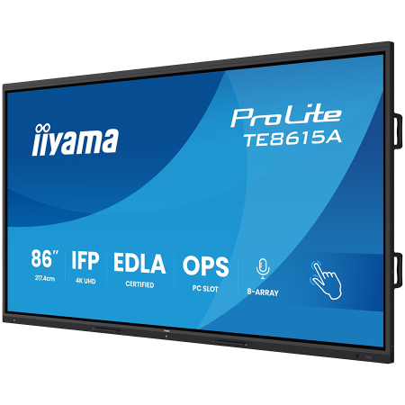 IIYAMA ProLite TE8615A-B2AG 86'' UHD IPS 3840x2160 550 cd 5000:1 8ms Android 14, 8/128GB, 40-Points, NFC, 2x HDMI, HDMI-out, LAN, WiFi6, DisplayPort, USB-C, Audio out: mini-jack and Optical Out, Lands [2]