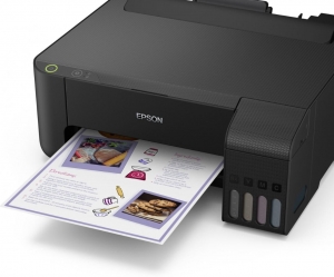 Imprimanta inkjet color CISS Epson L1110, dimensiune A4, viteza max 33ppm alb-negru, 15ppm color, rezolutie printer 5760x1440dpi, alimentare hartie 100 coli, imprimare fara margini, interfata: USB 2.0