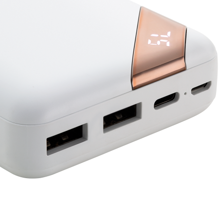 CANYON PB-202, Power bank 20000mAh Li-poly battery, Input 5V/2A, Output 5V/2.1A(Max), with Smart IC and power display, White, USB cable length 0.25m, 137*67*25mm, 0.360Kg [2]