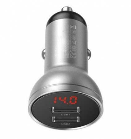 INCARCATOR AUTO Baseus Digital Display, 2 x USB Output 5V/4.8A, total output 24W, pt. bricheta auto, afisaj digital, argintiu "CCBX-0S" (include TV 0.18 lei) - 6953156215382 [2]