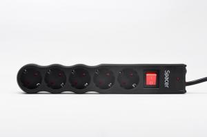 Retelistica & Supraveghere - Priza cu protectie, prelungitor 5 prize, 3m, Spacer Defender 
