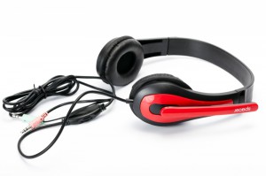 Casti - Casti cu microfon SPACER SPK-507, black-red