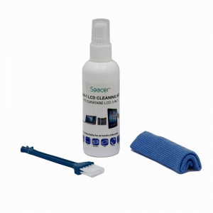 Accesorii PC - KIT curatare LCD 3-in-1 Spacer, solutie curatare 100ml, pensula, servetel microfibre, "SP-CL-01"