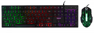 Mouse - KIT gaming SPACER USB, tastatura RGB rainbow + mouse optic 7 culori, black, "SP-GK-01" (include timbru verde 0.5 lei)