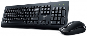 KIT wired GENIUS USB, tastatura 104 taste (concave) + mouse optic 1000dpi, 3 butoane, black, "KM-160" "31330001413" (include timbru verde 0.1 lei) - Copie
