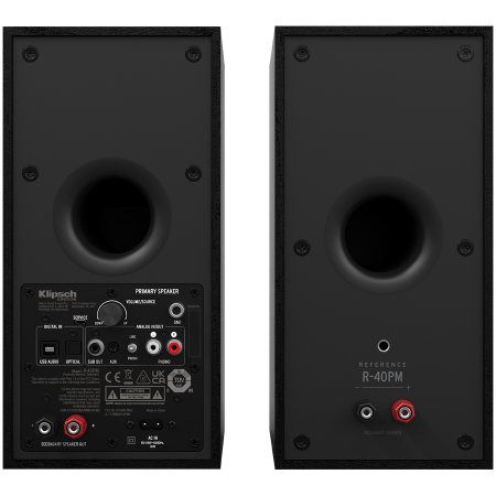 Klipsch Reference R-40PM, Powered Bookshelf Speakers, Black, Pair [2]