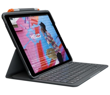 iPad accessories - Logitech Slim Folio keyboard case for iPad (7th, 8th, & 9th gen) - Graphite - UK