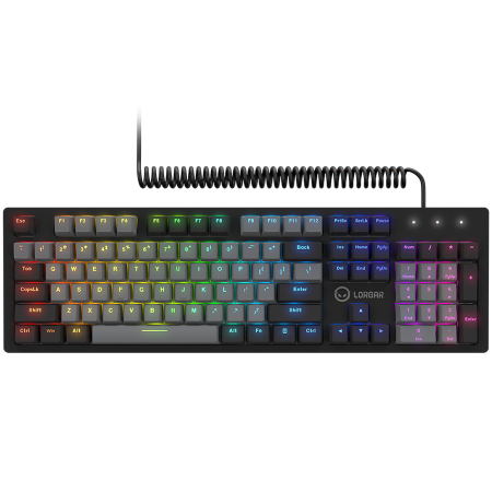 Tastaturi Gaming - LORGAR Azar 514, Wired mechanical gaming keyboard, RGB backlight, 1680000 colour variations, 18 modes, keys number: 104, 50M clicks, linear dream switches, spring cable up to 3.4m, ABS plastic+metal, 