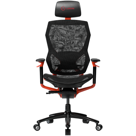 LORGAR Grace 855, Gaming chair, Mesh material, aluminium frame, multiblock mechanism, 3D armrests, 5 Star aluminium base, Class-4 gas lift, 60mm PU casters, Red + black [0]