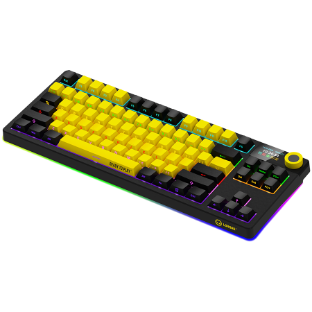 LORGAR KBP70TKLW, Wireless TKL Mechanical Gaming Keyboard Pro, Black/yellow, EN layout [1]