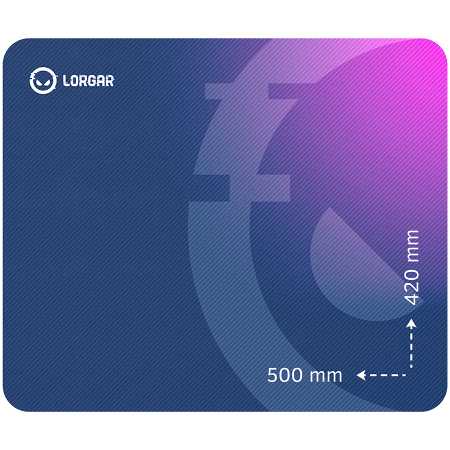 Mouse Pad - Lorgar Main 135, Gaming mouse pad, High-speed surface, Purple anti-slip rubber base, size: 500mm x 420mm x 3mm, weight 0.41kg