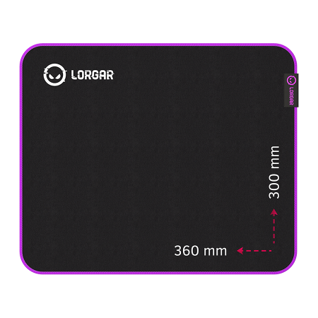 Mouse Pad - Lorgar Main 313, Gaming mouse pad, High-speed surface, Purple anti-slip rubber base, size: 360mm x 300mm x 3mm, weight 0.195kg