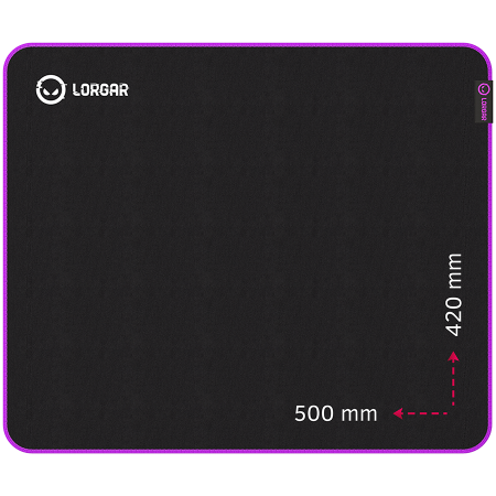 Mouse Pad - Lorgar Main 315, Gaming mouse pad, High-speed surface, Purple anti-slip rubber base, size: 500mm x 420mm x 3mm, weight 0.39kg