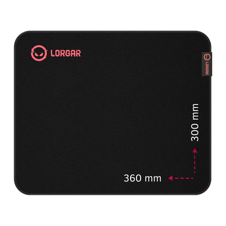 Mouse Pad - Lorgar Main 323, Gaming mouse pad, Precise control surface, Red anti-slip rubber base, size: 360mm x 300mm x 3mm, weight 0.21kg