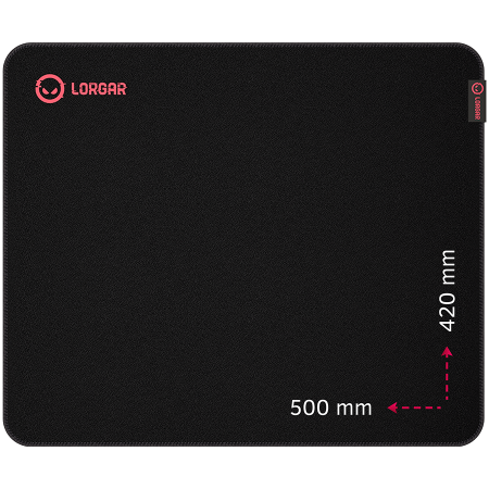 Mouse Pad - Lorgar Main 325, Gaming mouse pad, Precise control surface, Red anti-slip rubber base, size: 500mm x 420mm x 3mm, weight 0.4kg