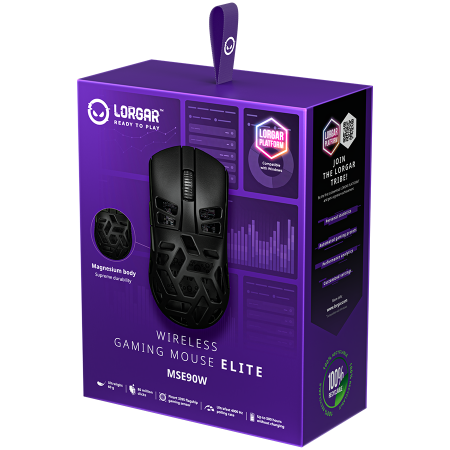 LORGAR MSE90W, Magnesium Alloy Wireless Gaming Mouse Elite, Black [10]