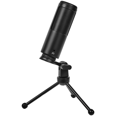 LORGAR Voicer 521, Gaming Microphone, Black, USB condenser mic with Volume Knob, 3.5MM headphonejack, mute button and led indicator, package including 1x F5 Microphone, 1 x 2M type-C USB Cable, 1 xTri [3]