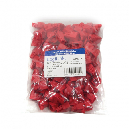 Retelistica - MANSON mufe RJ-45 LOGILINK pt. cablu UTP, FTP, SFTP, RJ-45 (T), plastic, 100 buc, rosu, \\"MP0010\\"