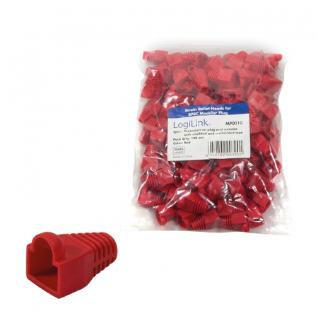MANSON mufe RJ-45 LOGILINK pt. cablu UTP, FTP, SFTP, RJ-45 (T), plastic, 100 buc, rosu, \\"MP0010\\" [1]