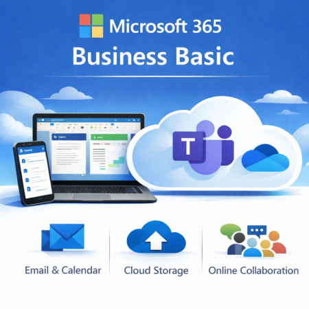 LICENTE  Microsoft - Microsoft 365 Business Basic  - abonament anual pentru firme (1 an)