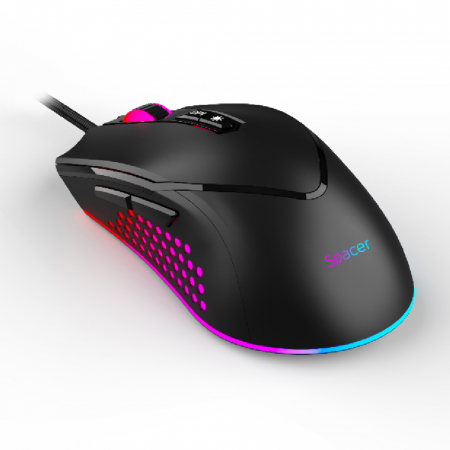 Sisteme PC & Periferice - MOUSE Spacer - gaming, gaming, cu fir, USB, optic, 12.000 dpi, butoane/scroll 6/1, iluminare RGB, negru, \\"SPGM-ALIEN-NOVA\\" (include TV 0.18lei)