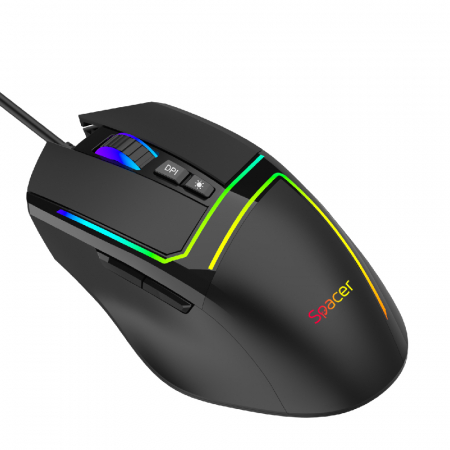 Sisteme PC & Periferice - MOUSE Spacer - gaming, gaming, cu fir, USB, optic, 12.000 dpi, butoane/scroll 6/1, iluminare RGB, negru, \\"SPGM-ALIEN-PRO\\" (include TV 0.18lei)