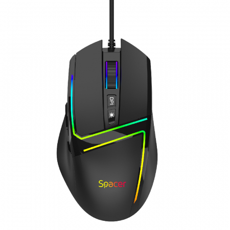 MOUSE Spacer - gaming, gaming, cu fir, USB, optic, 12.000 dpi, butoane/scroll 6/1, iluminare RGB, negru, \\"SPGM-ALIEN-PRO\\" (include TV 0.18lei) [1]
