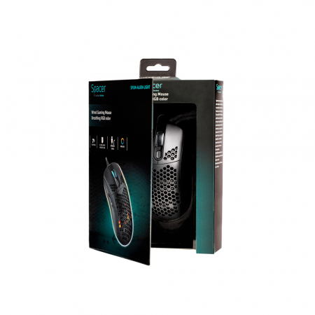 MOUSE Spacer - gaming, gaming, cu fir, USB, optic, 6.400 dpi, butoane/scroll 6/1, iluminare RGB, negru, \\"SPGM-ALIEN-LIGHT\\" (include TV 0.18lei) [4]