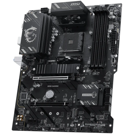 MSI B550 GAMING, ATX, Socket AM4, 4x DDR4 Dual Channel up to 4866+(OC)MHz, 2x PCIe x16 slots, 2x M.2 slots, 2x USB 3.2 Gen 2 (1x Type-C), 2x USB 3.2 Gen 1, 4x USB 2.0, 1x HDMI, 1x DP, 1G LAN, 7.1 HD A [2]