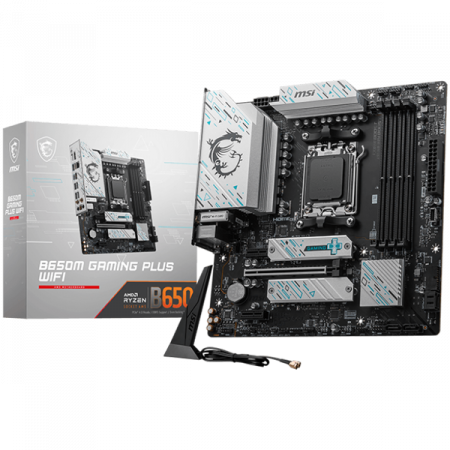 MSI B650M GAMING PLUS WIFI, mATX, AMD Ryzen Dual Channel DDR5 7200+(OC)MHz, 1x PCIe x16 slot, 2x PCI-Ex1 slots, 1x HDMI, 1x DP, 4x USB 5Gbps Type A, 3xUSB 10GBps Type A, 1xUSB 10Gbps Type C, 7.1 HD Au [0]