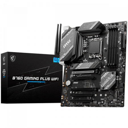 Componente PC - MSI B760 GAMING PLUS WIFI, ATX, Socket 1700, Intel B760 Chipset, Dual Channel DDR5 up to 6800(OC)MHz,5x PCIe x16 slot, 4xSATA 6G, 2x M.2 slot, 2x USB 3.2 Gen 1,4x USB 2.0, 1x HDMI, 1x DP, 2.5G LAN, 7.