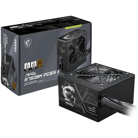 Cabluri - MSI MAG A750BN PCIE5 II, 750W, 80 Plus Bronze, 120mm Low Noise Fan, Protections: OVP/OCP/SCP/OPP/UVP, Dimensions: 140mmx150mmx86mm, 5Y Warranty