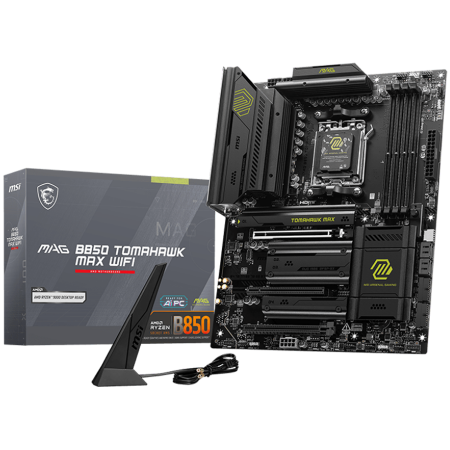 Componente PC - MSI MAG B850 TOMAHAWK MAX WIFI, ATX, Socket AM5, 4x DDR5 Dual Channel DDR5 up to 8400(OC)MHz, 3x PCIe 3.0 x16 slot, 4x M.2 slot, 4x USB 2.0, 1x USB 5Gbps, 2x USB 10Gbps, 3x USB 10Gbps Type-C, HDMI, 7.